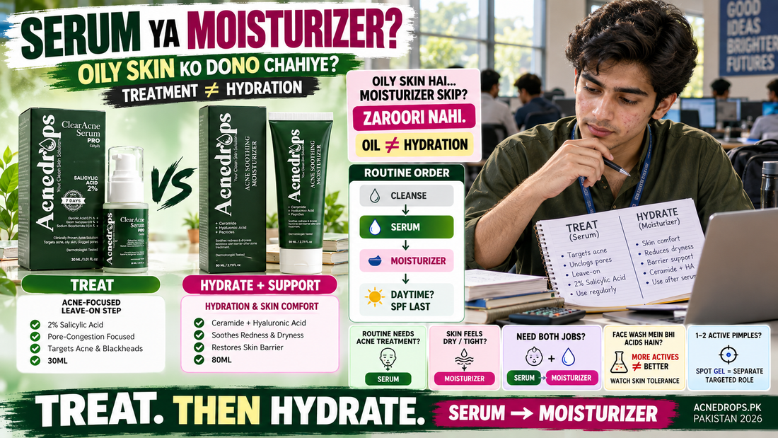 Acne Serum vs Moisturizer – Which One Does Acne-Prone Skin Need? Pakistan 2026