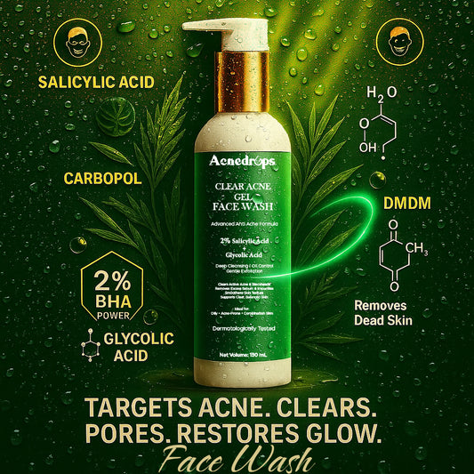 Clear Gel Face Wash with 2% Salicylic Acid + Glycolic Acid (For Acne-Prone Skin) | Free Gift Inside