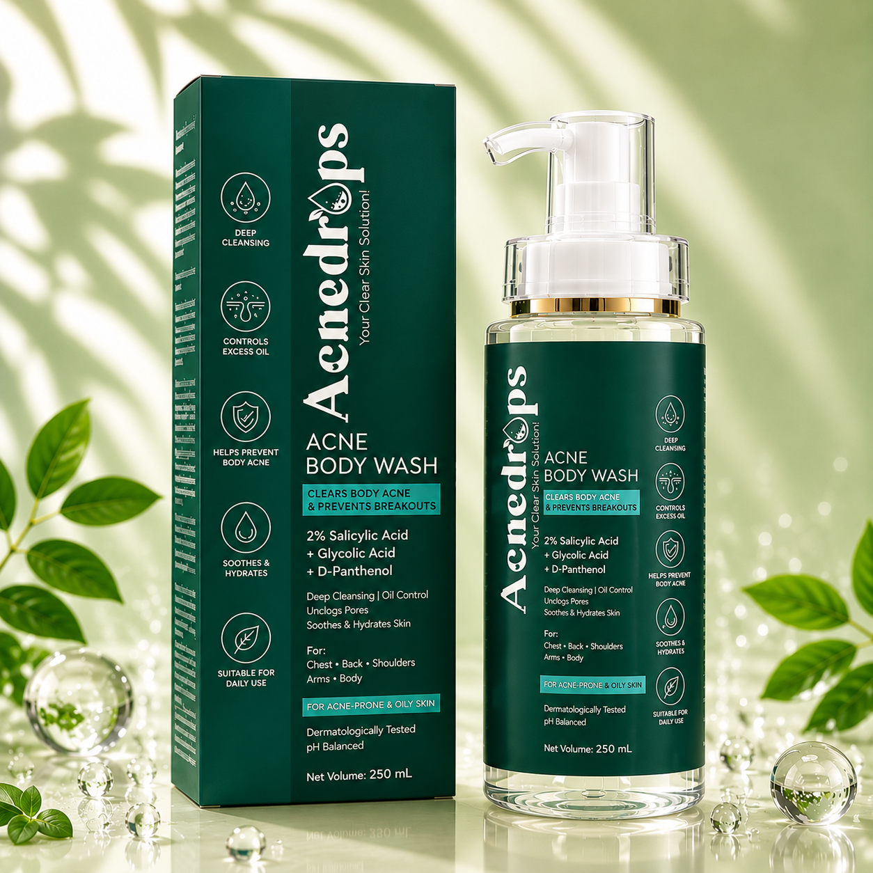 Deep Cleansing Acne Body Wash | Salicylic Acid + Glycolic Acid | 250ml